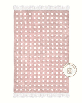 Tapete Lavável de Algodão Treliça Rosa