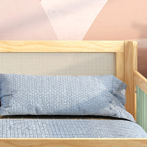 Cama Infantil Casal Montessoriano Wave Com Rattan Casatema